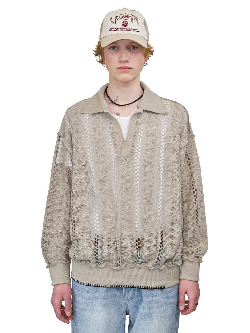 PUNCHING CABLE KNIT PK_[BEIGE]