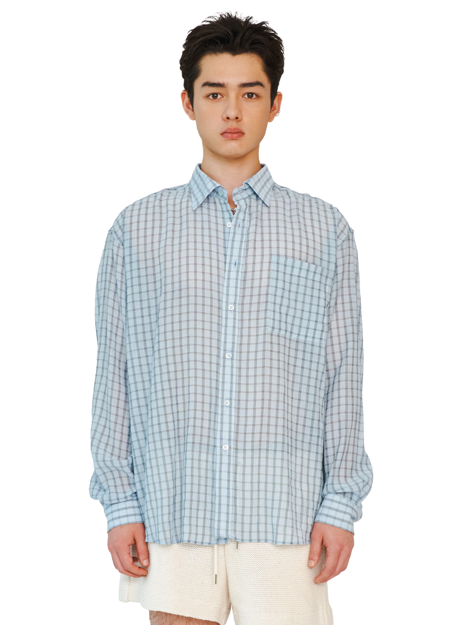 OVERFIT ESSENTIAL CHECK SHIRTS_[SKY]