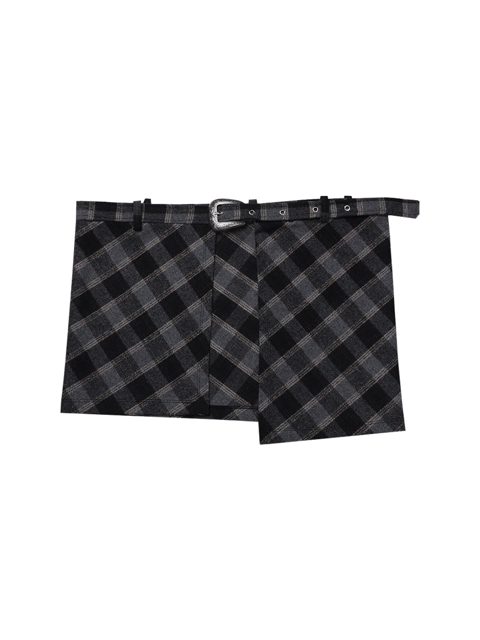 Layered Buckle Wrap Skirt_[Black]